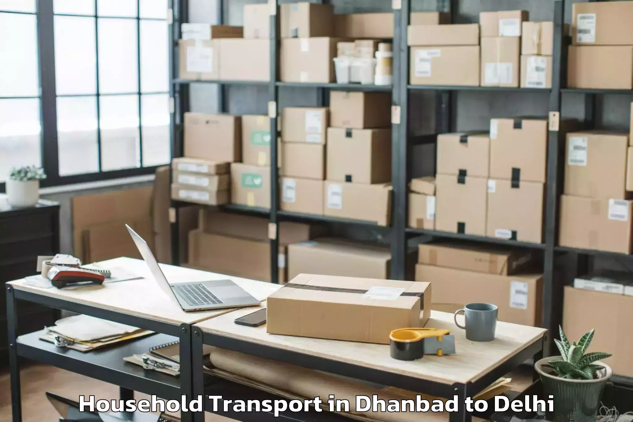 Dhanbad to Parsvnath Mall Inderlok Household Transport Booking